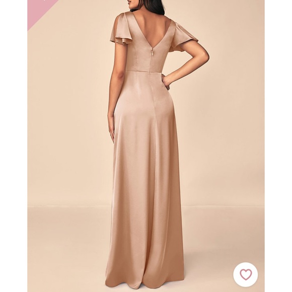 Azazie Maron Stretch Satin Dress English Rose NWT - Picture 5 of 8